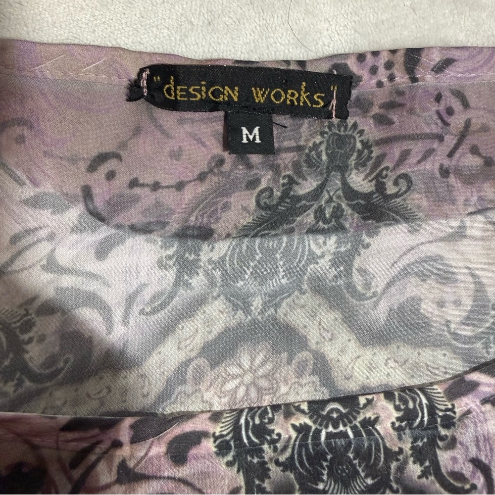 Design Works Sheer Y2K Paisley Top Size M Fairycore Boho Mesh Blouse - Picture 5 of 6
